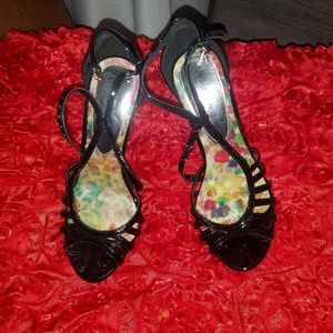 Black Patent Strapped Heels